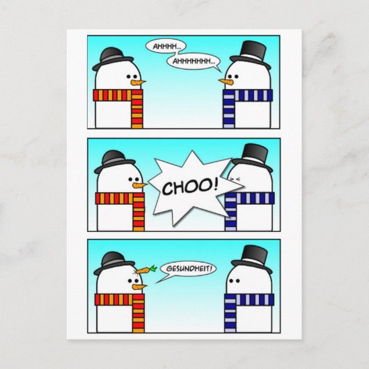 くしゃみする雪だるま ポストカード (正面)