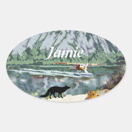 くしゃみキツネ 楕円形シール