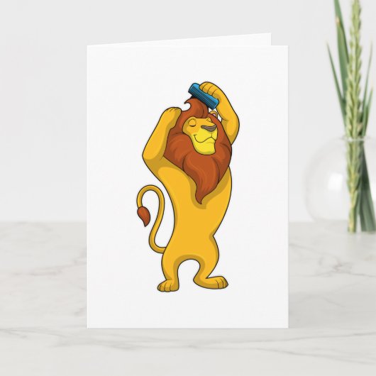 くしを持ったライオン カード (正面)