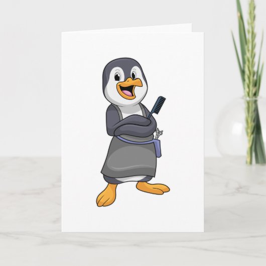 くしを持つスタイリストとしてのペンギン カード (正面)