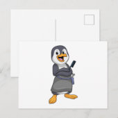 くしを持つスタイリストとしてのペンギン ポストカード (正面/裏面)