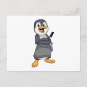 くしを持つヘアスタイリストとしてのペンギン ポストカード (正面)