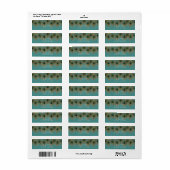 くじゃくの羽根 & ゴールドドット 任意の色 招待状 ラベル (フルシート)