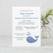 くじらちゃん / ぷるぷる ブルー ホワイト カップルのシャワー 招待状 (スタンド正面)