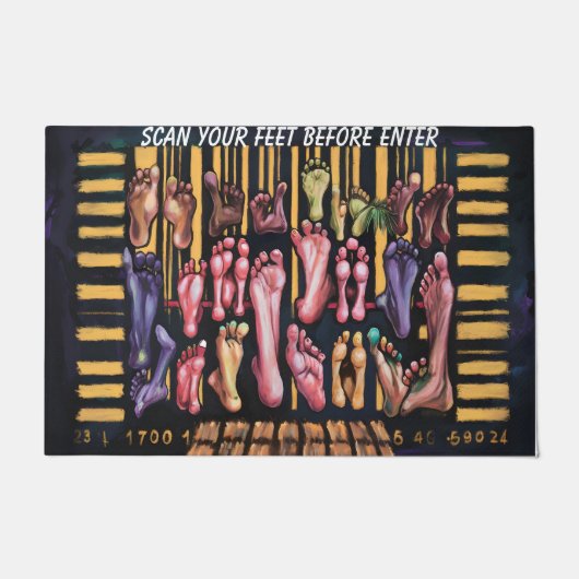 くすくす価値のある機器シンボルバーコード ドアマット (正面)