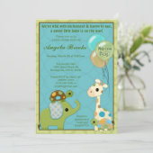 くすくす笑いの集団のベビーシャワー招待状動物 招待状 (スタンド正面)