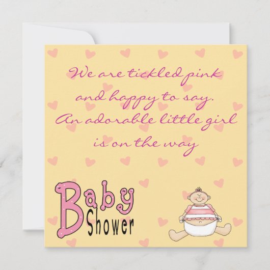くすぐったピンクのシャワー招待状 招待状 (正面)