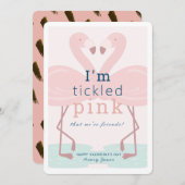 くすぐったピンクのフラミンゴピンクバレンタインデーのカード 招待状 (正面/裏面)