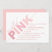 くすぐったピンクのベビーガーモダンルベビーシャワー 招待状 (正面/裏面)