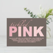 くすぐったピンクのベビーガーモダンルベビーシャワー 招待状 (スタンド正面)