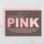 くすぐったピンクのベビーガーモダンルベビーシャワー 招待状 (正面/裏面)