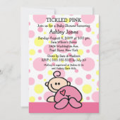 くすぐったピンクのベビーガールシャワー招待状 招待状 (正面)