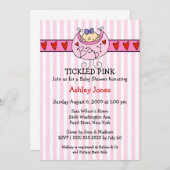くすぐったピンクよだれかけベビーガールシャワー招待状 招待状 (正面/裏面)