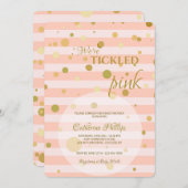 くすぐったピンク色の赤ちゃんシャワー 招待状 (正面/裏面)