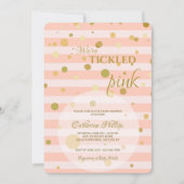 くすぐったピンク色の赤ちゃんシャワー 招待状 (正面)