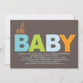 くすぐったOh男の赤ちゃんモダンベビーシャワー 招待状 (正面)