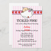 くすぐられたピンクのおむつの女の赤ちゃんのシャワーの招待状 招待状 (正面/裏面)