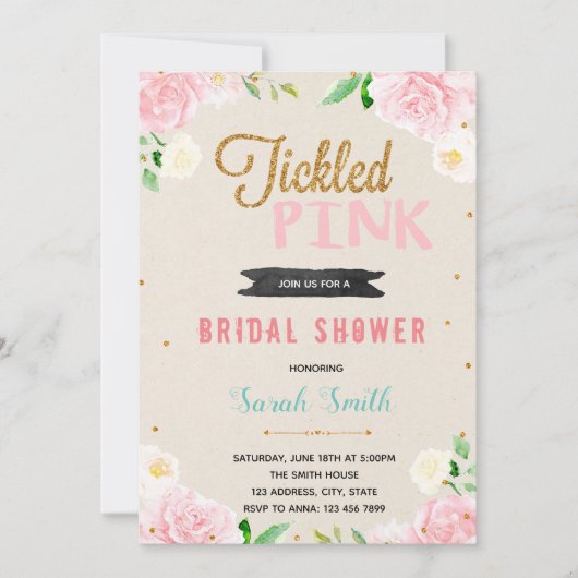 くすぐりのピンクシャワーのパーティの招待状 招待状 (正面)