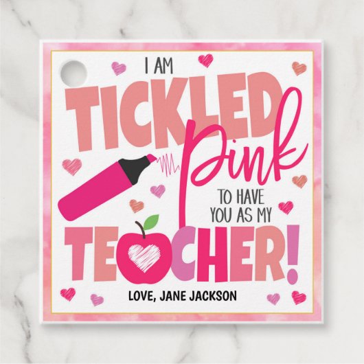 くすぐりピンクあなたは私たちの先生ギフトラベル フェイバータグ (正面)