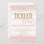 くすぐりピンクベビーシャワー招待状 招待状 (正面/裏面)