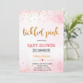 くすぐるようなピンクの紙吹雪の招待状 招待状 (スタンド正面)