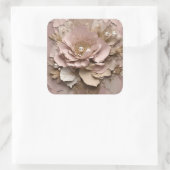 くすみピンクの花のキーホルダー スクエアシール (バッグ)
