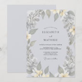 くすんだグレイのユーカリの結婚式 招待状 (正面/裏面)