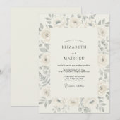 くすんだグレイローズの結婚式 招待状 (正面/裏面)