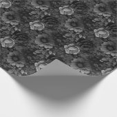 くすんだグレー系の花柄 ラッピングペーパー (角)