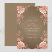 くすんだコーラルピオニーの結婚式 招待状 (正面/裏面)