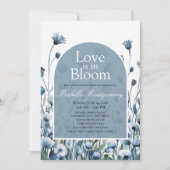 くすんだダスティブルーのパレット Love in Bloom 招待状 (正面)