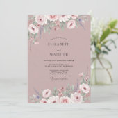 くすんだダスティモーブの芍薬の結婚式 招待状 (スタンド正面)