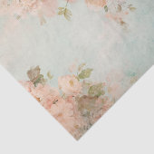 くすんだパステルコーラル / 端にピンクの花 薄葉紙 (詳細)