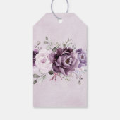 くすんだパープルの花のムード溢れるフラワーの結婚式 ギフトタグ (裏面)