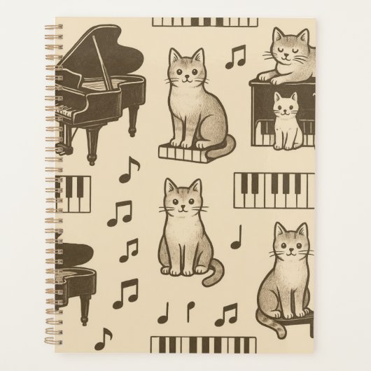 くすんだピアノの上の猫プランナー プランナー手帳 (正面)