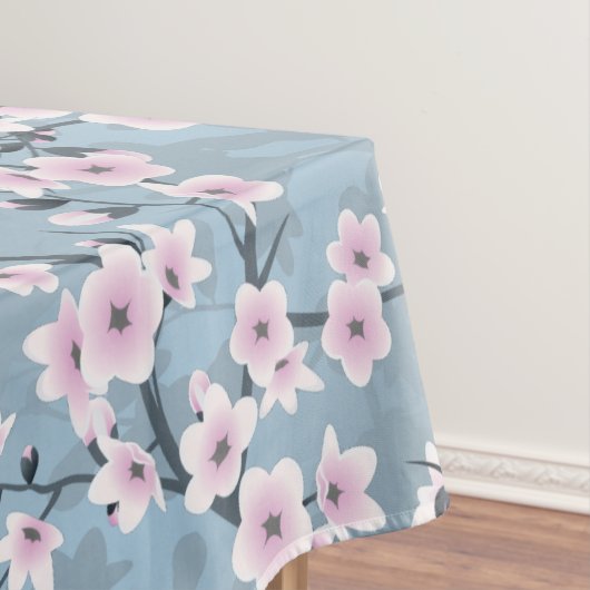 くすんだピンクのくすんだ青の桜 テーブルクロス (インサイチュ)