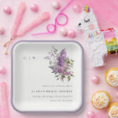 くすんだライラックの水彩コテージ フローラ ブライダル シャワー ペーパープレート (パーティー)