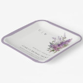 くすんだライラックの水彩コテージ フローラ ブライダル シャワー ペーパープレート (傾斜あり)