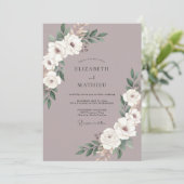 くすんだライラックモーブの芍薬の結婚式 招待状 (スタンド正面)