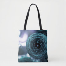 くすんだ水色の花柄トートバッグ