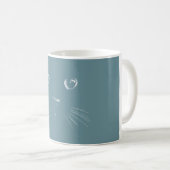 くすんだ緑の猫のパターン コーヒーマグカップ (正面右)
