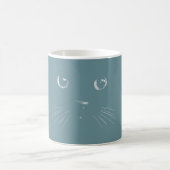 くすんだ緑の猫のパターン コーヒーマグカップ (中央)