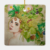 くすんだ美しい水色 セラミックオーナメント (裏面)