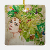 くすんだ美しい水色 セラミックオーナメント (正面)