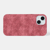くすんだ赤いデニムパターン iPhone 15ケース (裏面横)