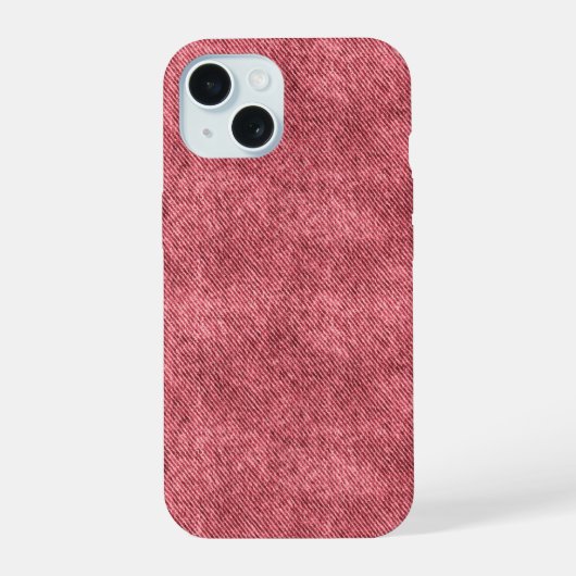 くすんだ赤いデニムパターン iPhone 15ケース (裏面)