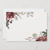 くすんだ赤いポインセチアの花の最も楽しいクリスマス シーズンカード (裏面)