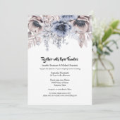 くすんだ青とピンクの森のバラのアネモネのエレガント 招待状 (スタンド正面)