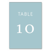くすんだ青と白のクラシックな結婚式のカード テーブルナンバー (裏面)