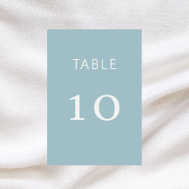 くすんだ青と白のクラシックな結婚式のカード テーブルナンバー